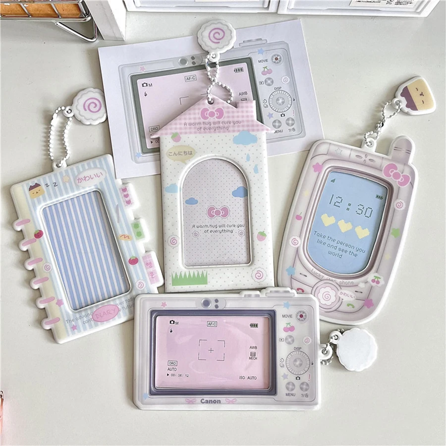 PVC card cover mobile phone camera fan star love beans small card campus card collection card bag display pendant 3