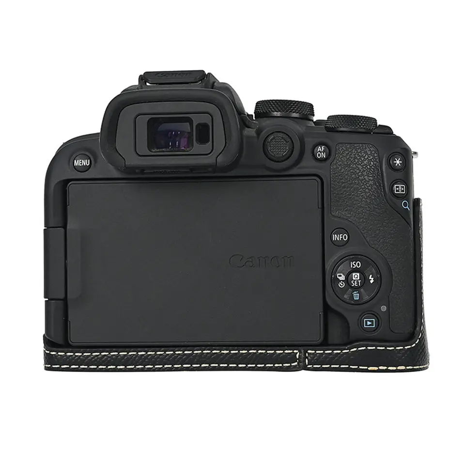 EOS R10 本体 カメラストラップ ケース付き レザーカメラケース,パームプリント,バッテリー開口部,ハンド