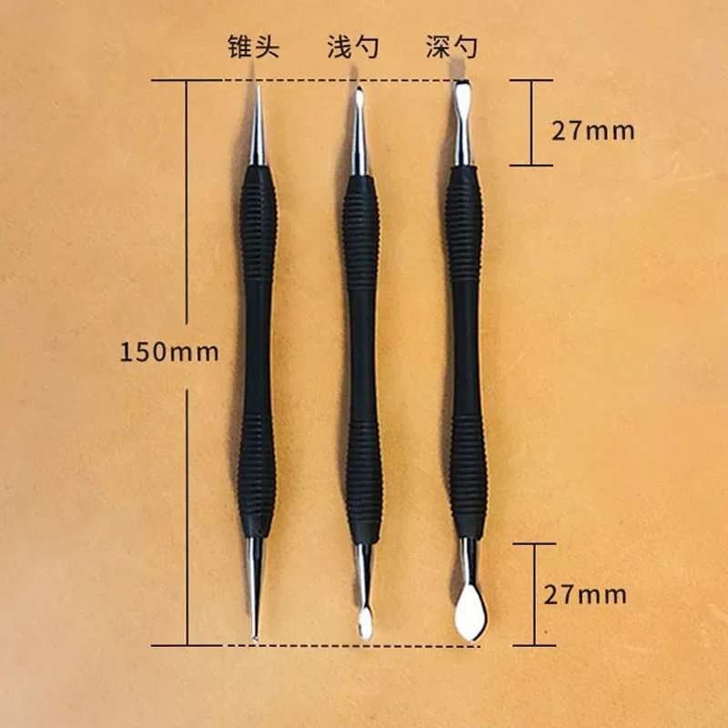 1Pc Leather Modeling Carving Tools Rubber Handle Modeling Point Stylus Spoon Leather Embossing Tool carving tool leather tool leather cutting tools