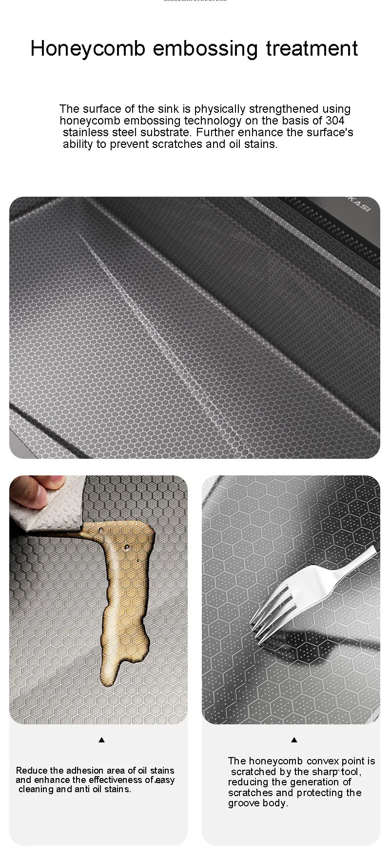 Sea5e738b8d8146e88f4f801b3e581d36O Honeycomb Embossed SinBasik | Luxury Kitchen Sink