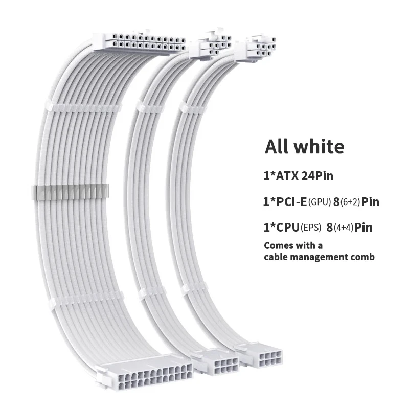 TEUCER CPU PSU Extension Cable 30cm 3 in 1 Motherboard ATX 24Pin GPU PCI-E 6+2Pi