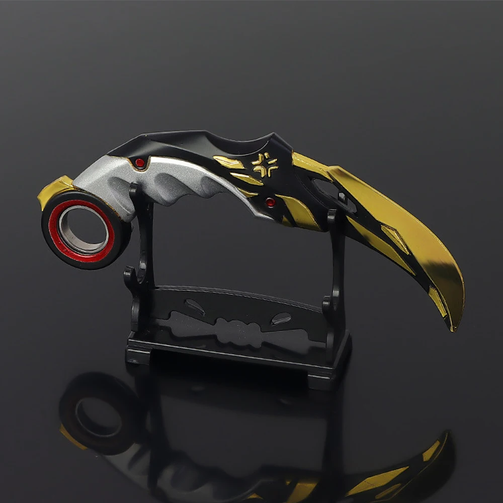 15cm Valorant Melee Weapon Champions 2021 Karambit Rotatable Balisong Metal Model Mili Tery Training Knife Safety Game Toys Boys 5