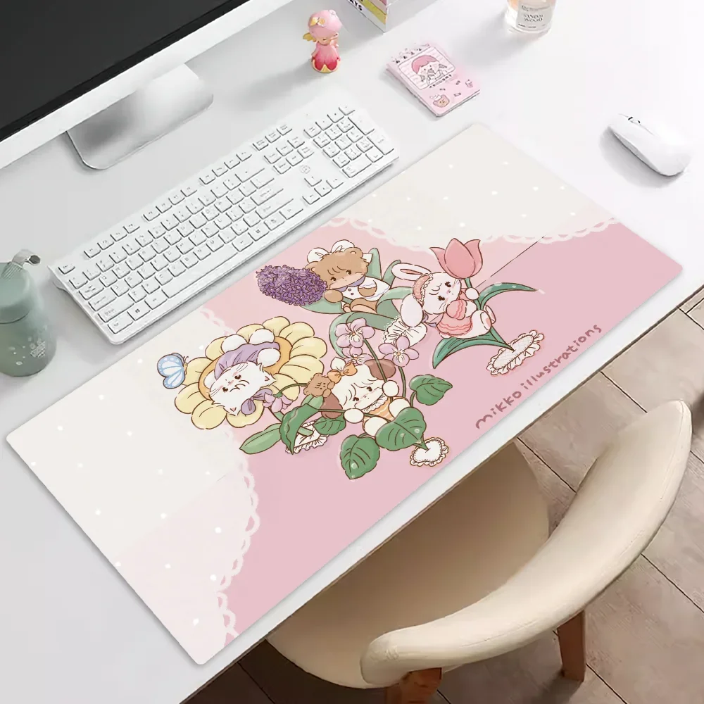 Mikko Illustrations Cute Mousepad Pad Rubber Table Mat Extended Gaming Lock Edge Keyboard Mat 3