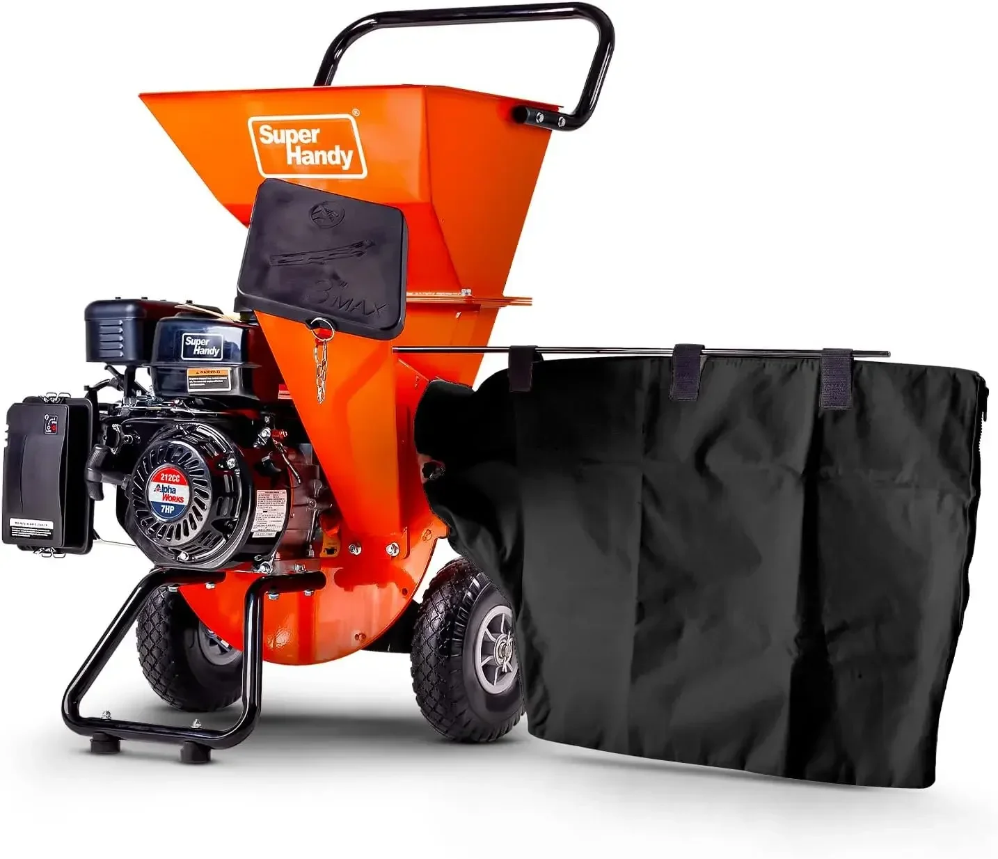 Wood Chipper Shredder Mulcher 7HP 3in1 Multi-Function 3" Inch Max Capacity attachable leaf vacuum for mulching Ultra Heavy Duty