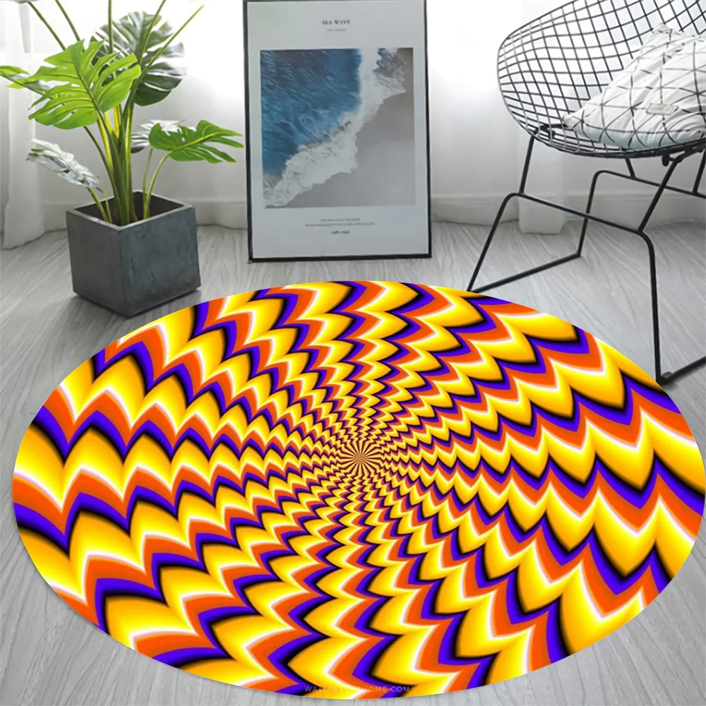 

HX 3D Illusion Rug 3D Vortex dizziness Round Carpets for Home Living Room Bedroom Area Rugs Funny Floor Mats Dropshipping