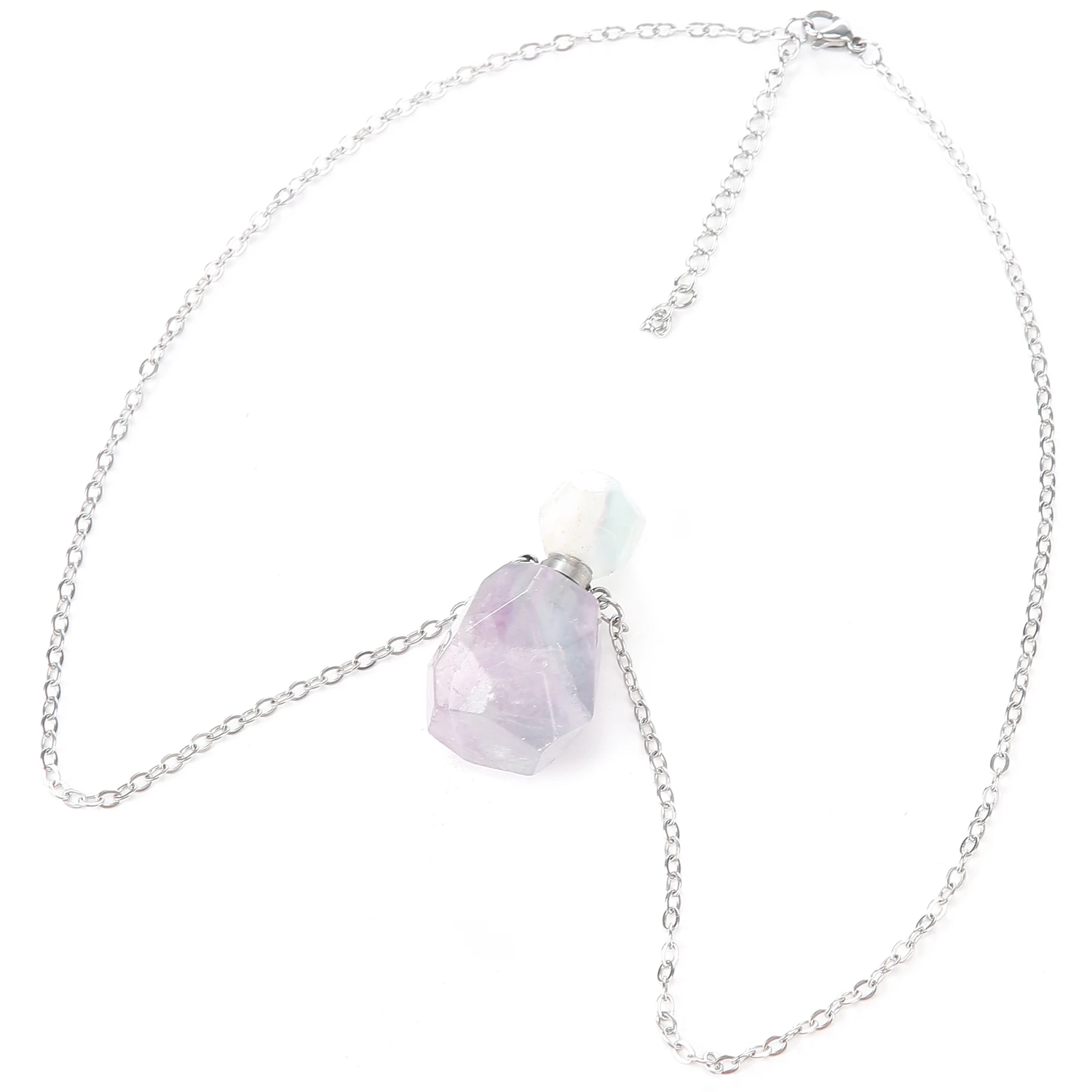 Natural Crystal Shaped Oval Original Stone Perfume Bottle Pendant Fashion Personality Party Pendant Use Pendant Anytime Anywhere