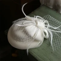 Chic Satin Bowknot Fascinator Hat Retro Women Cocktail Wedding Party Church Headpiece Headwear Hair Accessories 1