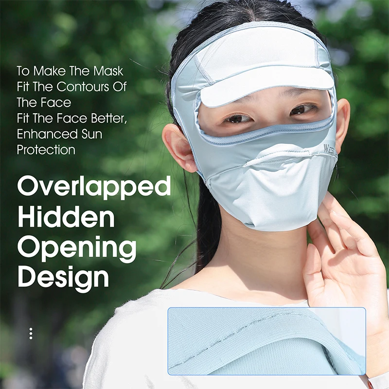 WEST BIKING Summer Outdoor Sunproof Mask With Sun Visor Women Cycling Hiking Running Sun Hat Reusable Ice Silk Breathable Mask