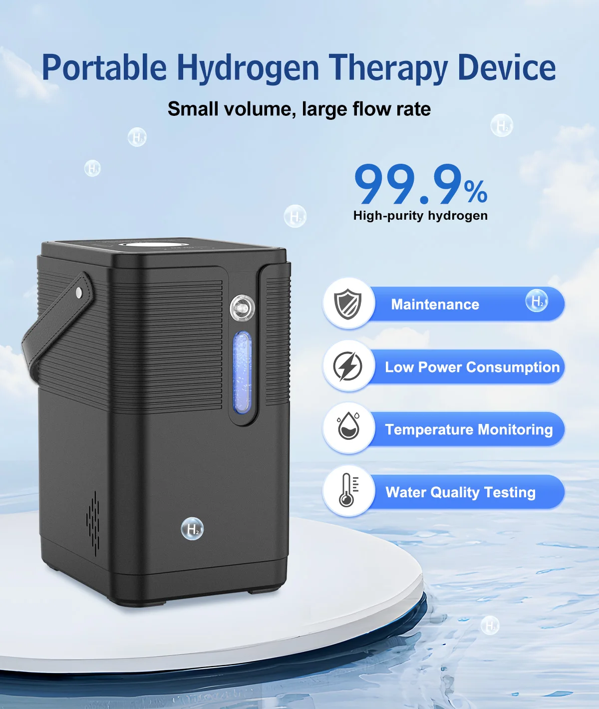 Suyzeko 200 ml Wasserstoffgenerator: 99,99 % reines H2-Inhalationstherapiegerät, tragbar, macht H2-Wasser, kostenlose Umhängetasche, Heimgebrauch – Detail 2