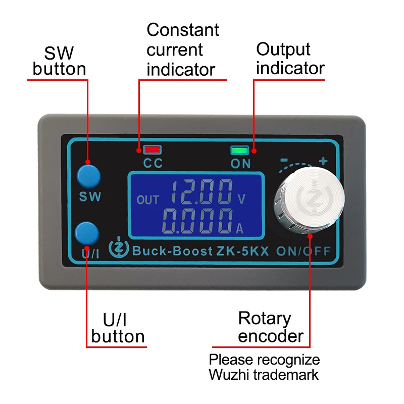 ZK-5KX CNC DC Buck-Boost Konverter 0,6-36V 5A 80W, Einstellbarer Spannungsregler Mit Schutzfunktionen