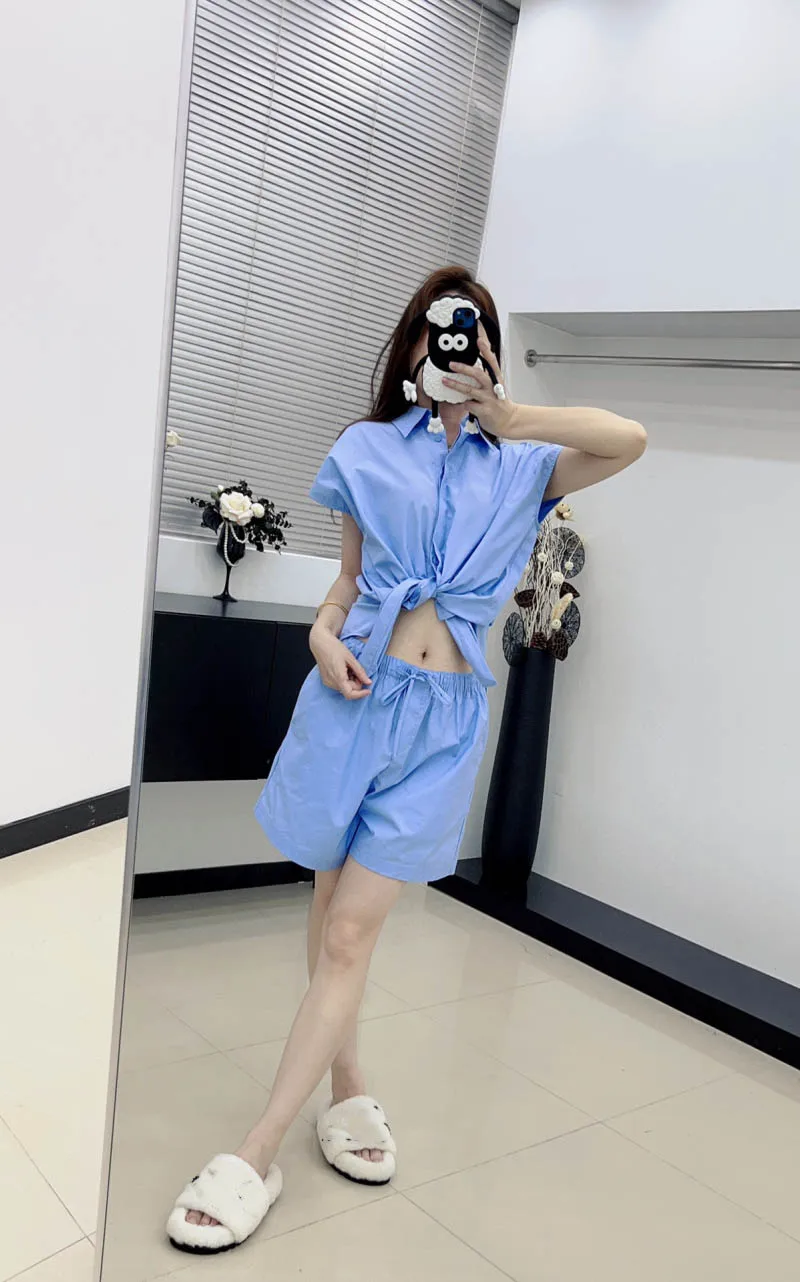 

Свободный дизайн, рубашка без рукавов, свободная рубашка и шорты в Корейском стиле для ленивых женщин