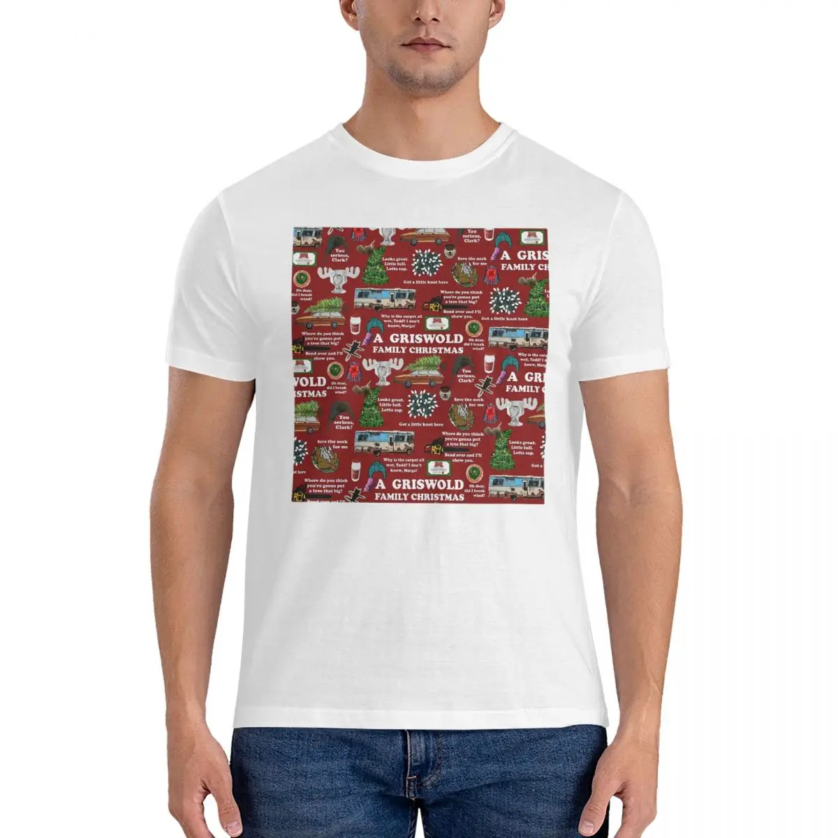 

100% Cotton Christmas Vacation Collage T-shirt Unisex Classic Oversized T Shirt Men crew Neck Summer Shirts Tops S-6XL