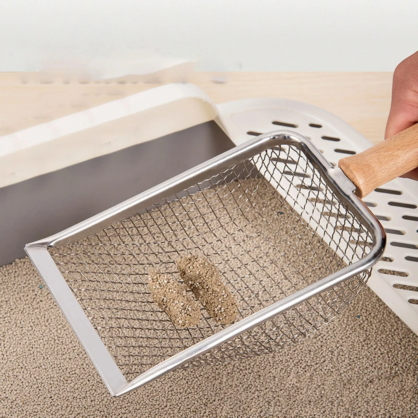 Pet Reptile Cleaning Tools Stainless Steel Feces Shovel Cat Litter Shovels Lizard Reptiles Breeding Box Sand Shovel Mesh Screen