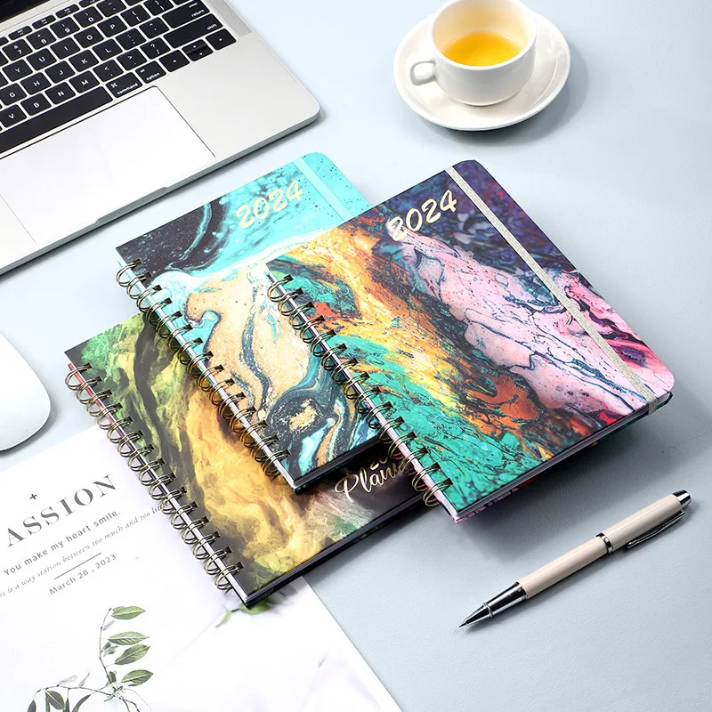 

Coil Spiral Notebook Retro Flower Print Cover Personalized Notepad Student Stationery Diary Office Weekly Plan Agenda Book