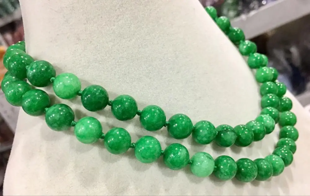 

beautiful 12mm Emerald Gemstone Beads Necklace 34" jade