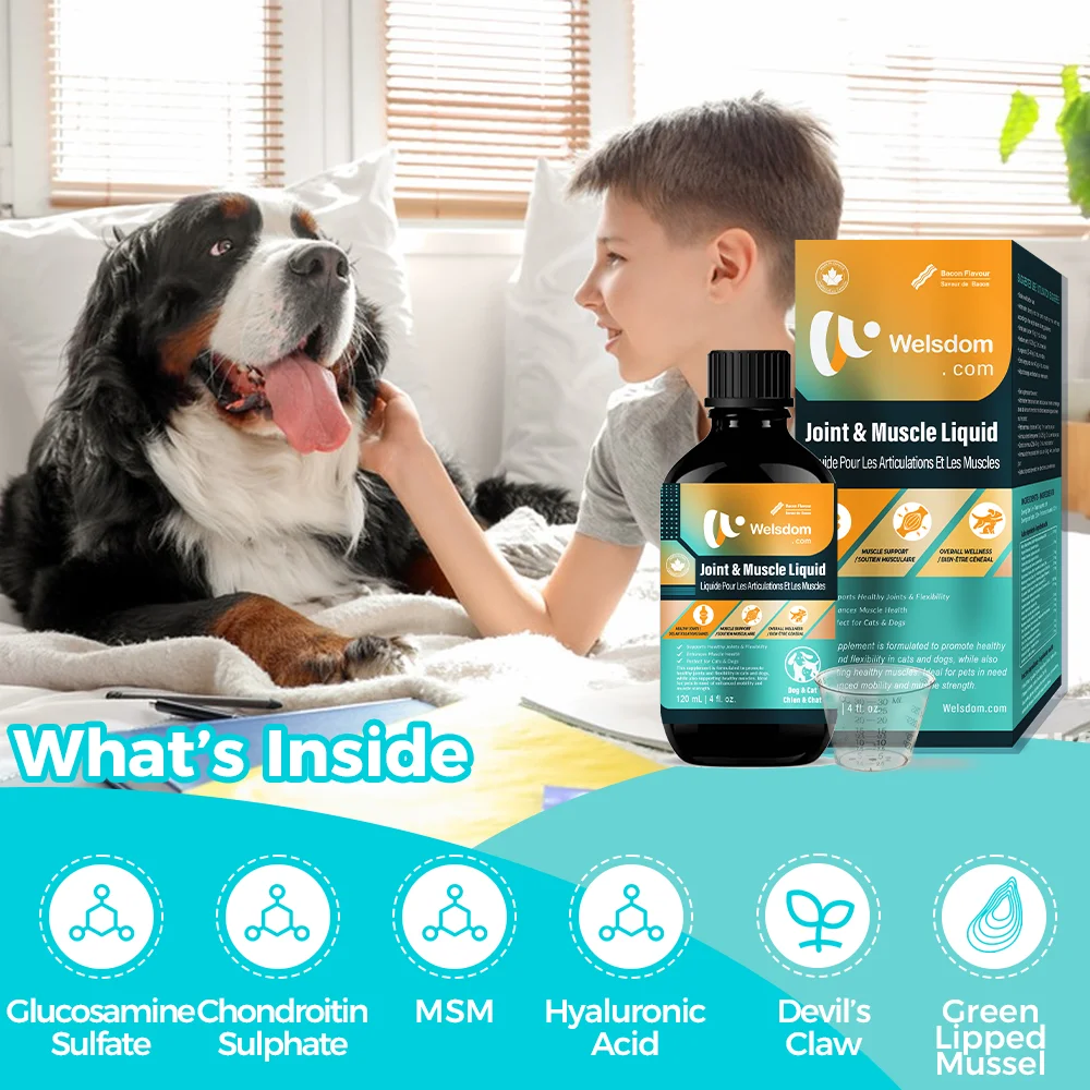 Joint and Muscle Liquid for Cats and Dogs Natural Supplement for Mobility Comfort