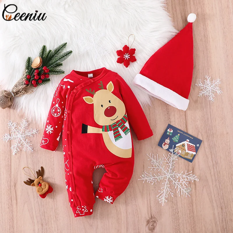 Ceeniu My First Christmas Clothes For Baby Cartoon Deer Romper For — free download