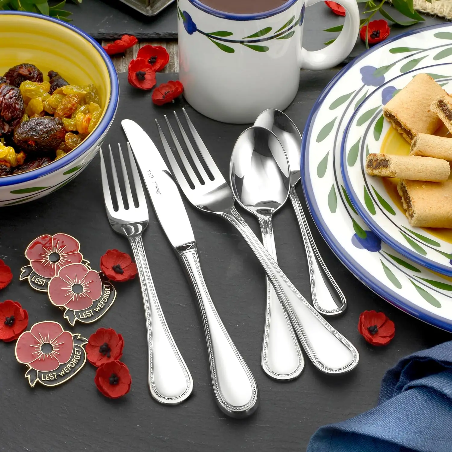 Pearl 45-piece 18/10 Flatware Set Service for 8 Includes Serving Pieces Silverware uses the highest quality stainless steel