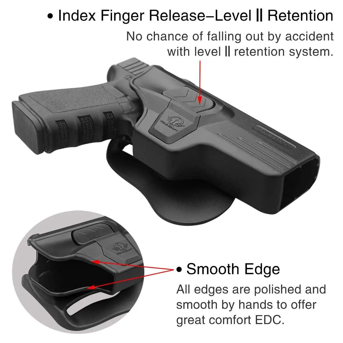 OWB Holster Paddle Polymer Fit: Glock 17 (Gen 1-5) / Glock 22 31 (Gen 1-4) Compatible with 19 19X 25 44 45 1-5)23 32