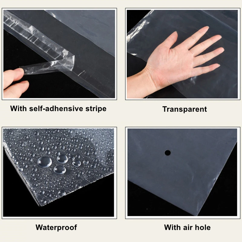 StoBag 100pcs PE Transparent Plastic Clothes Self Adhesive Bags Packaging Storage Shirt Sealed Clear Reusable Pouches Wholesale 3