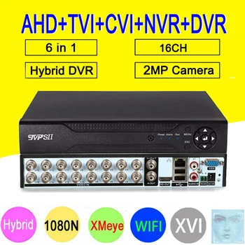 1080P CCTV Camera DC12V 3A 1080N 16CH 16 Channel Face Detection Hybrid 6 in 1 NVR TVI CVI AHD DVR Surveillance Video Recorder 1