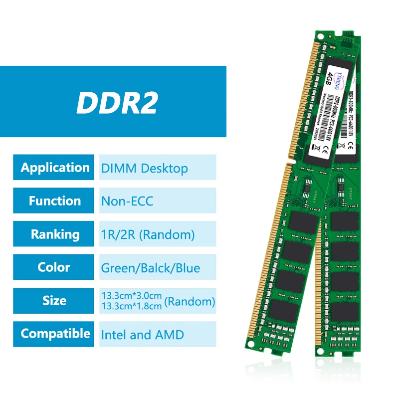 DDR2 2GB 4GB Desktop Memory Ram 667 800Mhz PC2 5300 6400 1.8V 240Pin CL6 Computer DIMM Non-ECC Memoria Ram For Intel and AMD desktop ram memory desktop memory