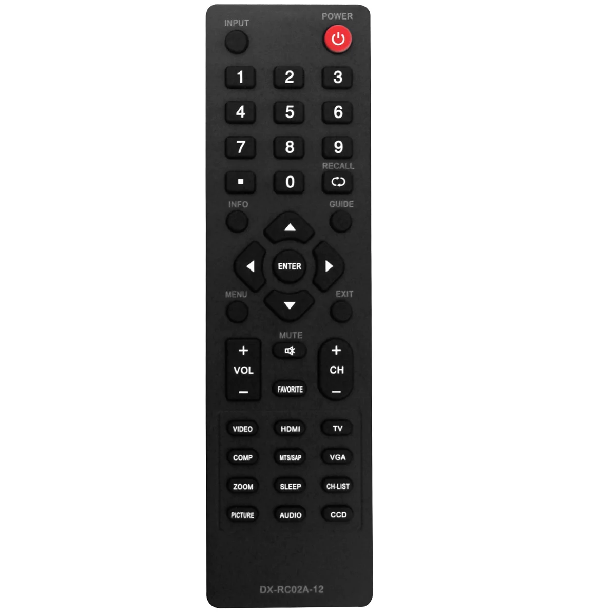 Dynex DX-32E250A12 DX-24E150A11 DX-19LD150A11 DX-L42-10A DX-L40-10A LCD HDTV TV용 DX-RC02A-12 리모컨 교체
