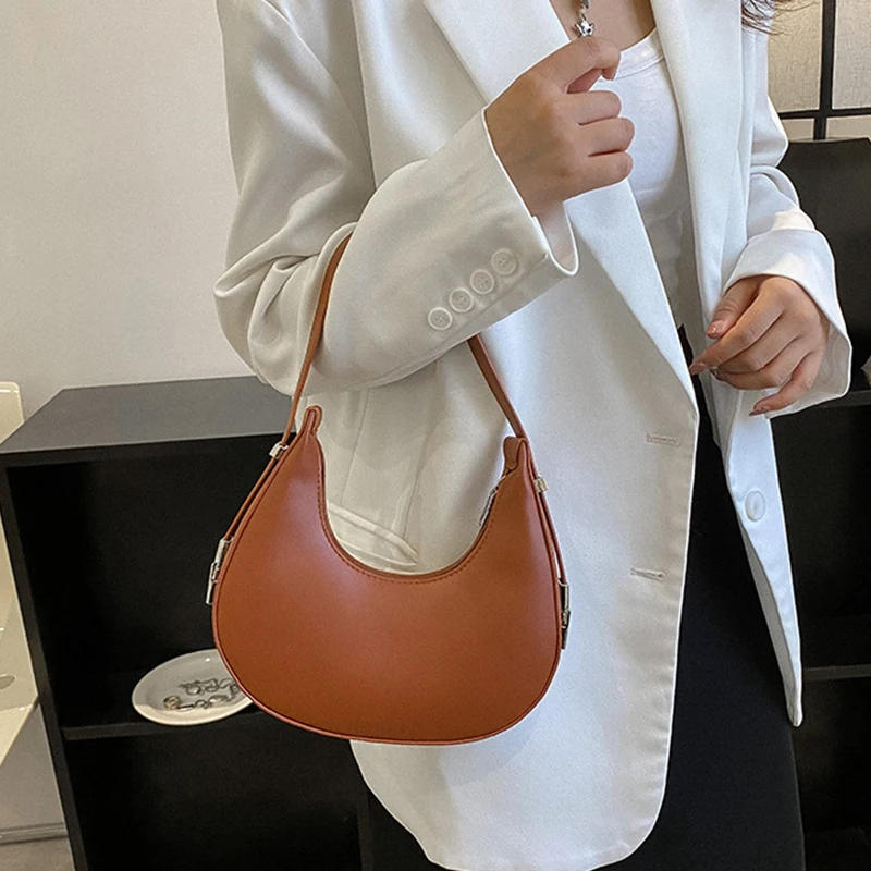 Spring New Solid Color Half-moon Bags for Women Fashion