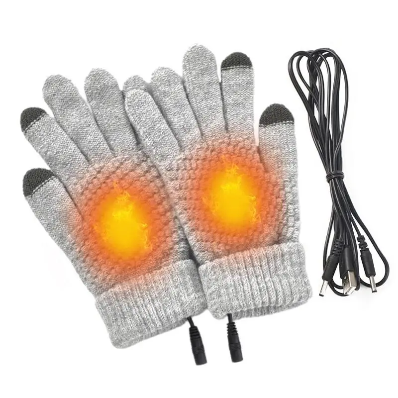 Heated Gloves Winter Thermal Warm Gloves With Built In Heating Sheet USB Charging Soft Fishing Cycling Gloves For Men Women