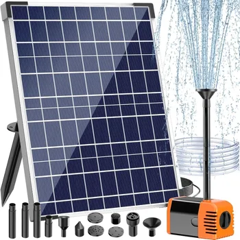 Solar Pond Pump, 25W Solar Water Pump with 410GPH Adjustable Flow, Solar Fountain Pump 6.6FT Tubing/16.5FT Cord for Garden 2
