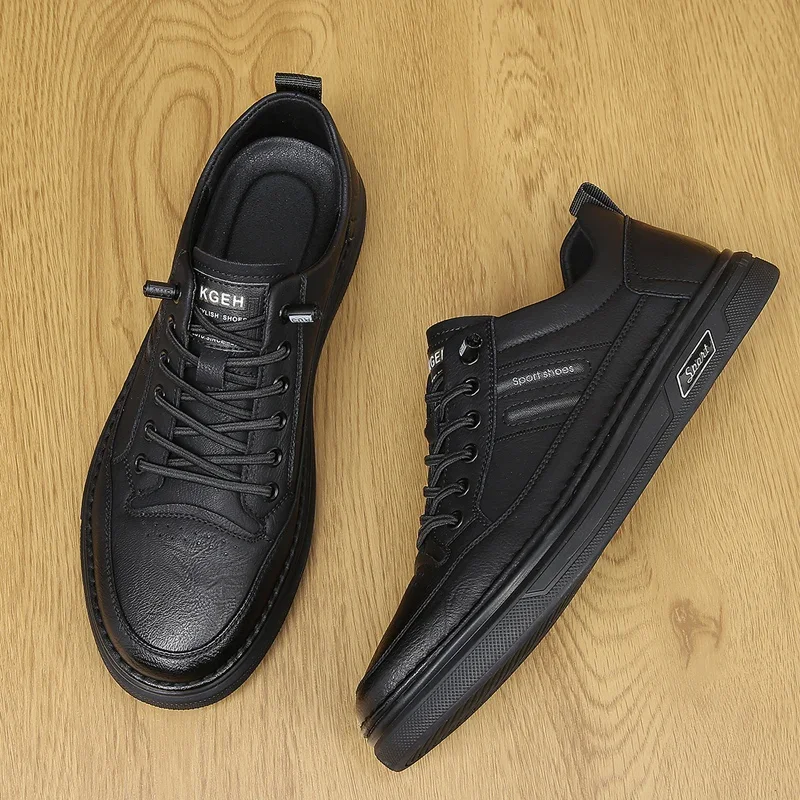 

British Style Men's Genuine Leather Casual Shoes Street Fashion Oxford Shoes Men's Sports Shoes Thick Soled Travel Shoes