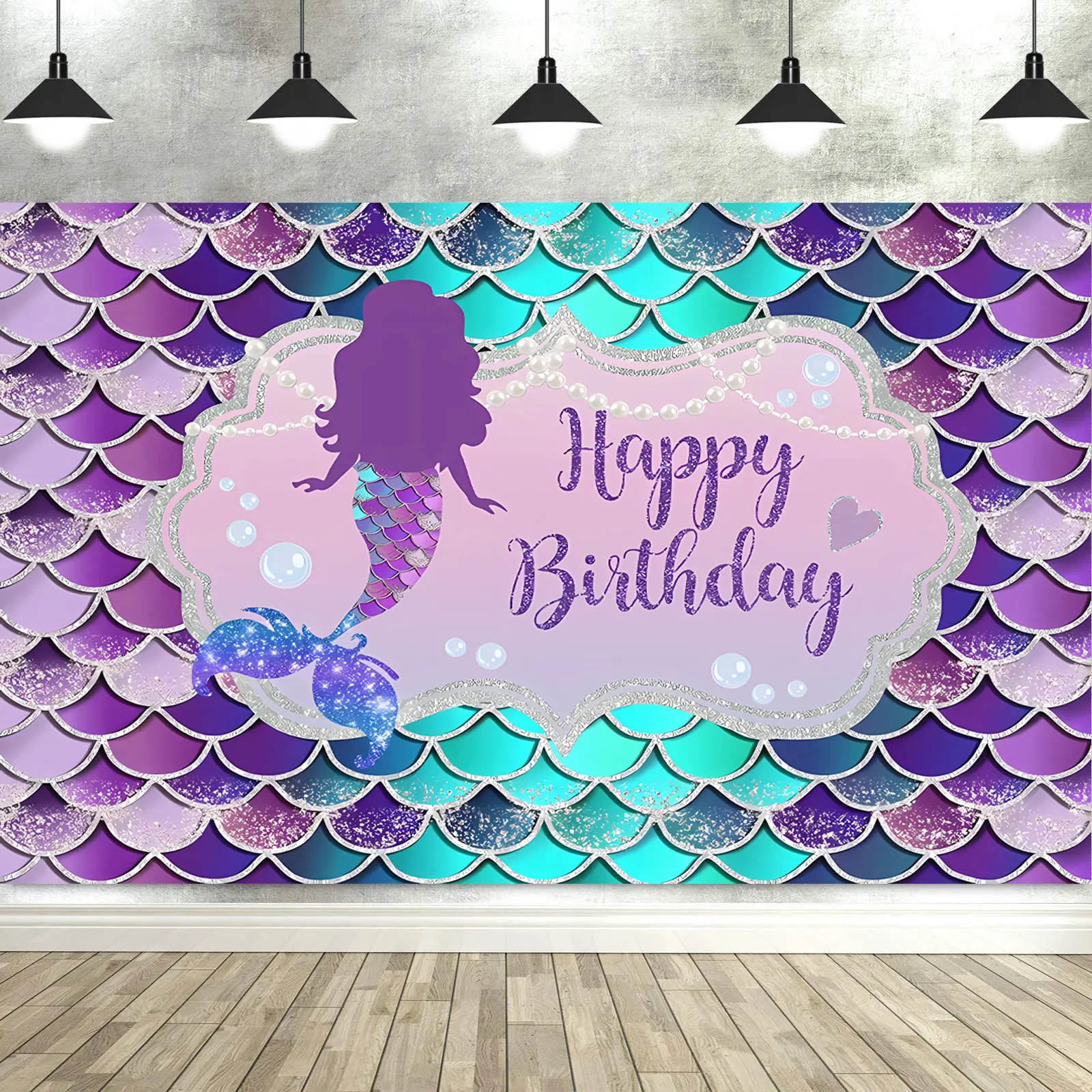 רקע צילום מתחת לים עם דג מרמייד, קישוטים למסיבת יומולדת של נסיכות בנות