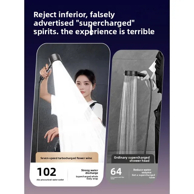 หัวฝักบัวแรงดันสูงแบบเทอร์โบคู่ - ปริมาณน้ำมากสำหรับห้องน้ำ 2