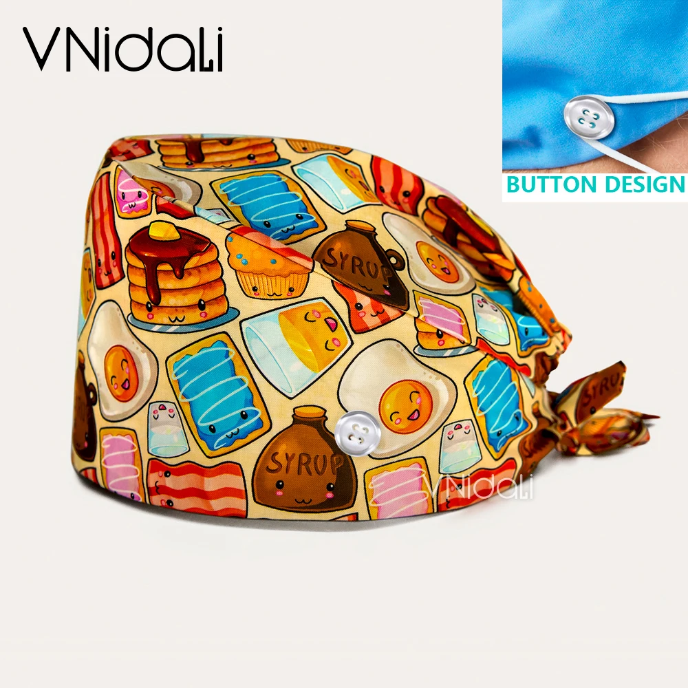 

[Ready Stock] lovely Cartoon Printing Clinic Nurse Doctor Care Hat button scrub hat nurse accessories medical scrubs caps