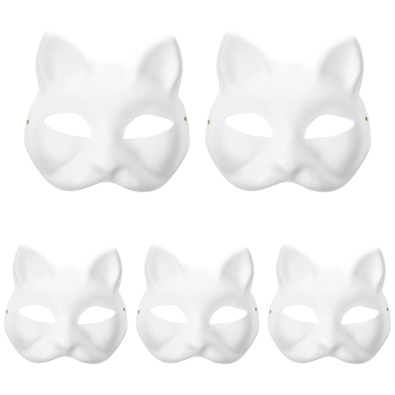 Cosplay Mask Half Face White Halloween Cat Masquerade Masks Paper Clothes for Kids