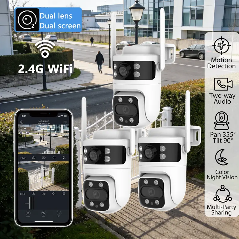 1-4pcs Y111 2K Dual Lens PTZ Outdoor Security Camera WiFi AI Human Detection Color Night Vision Two-Way Audio Smart Home Camera - Image 9