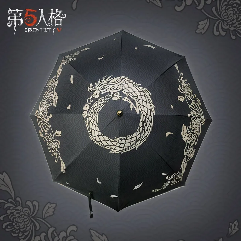 

Зонт Wu Chang Cos для косплея с V-образным принтом, Аниме игра, защита от солнца, дождя, белый, черный, длина 95 см