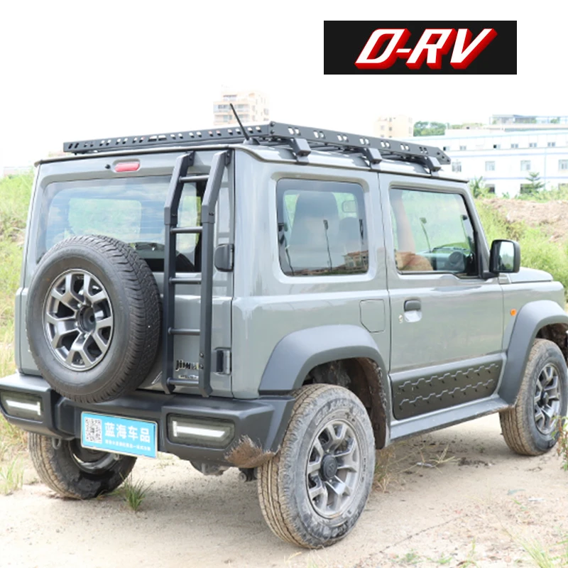 Car Rear Tail Door Ladder Climbing For Suzuki Jimny JB64 JB74W Black Aluminum Exterior Accessories car ladder