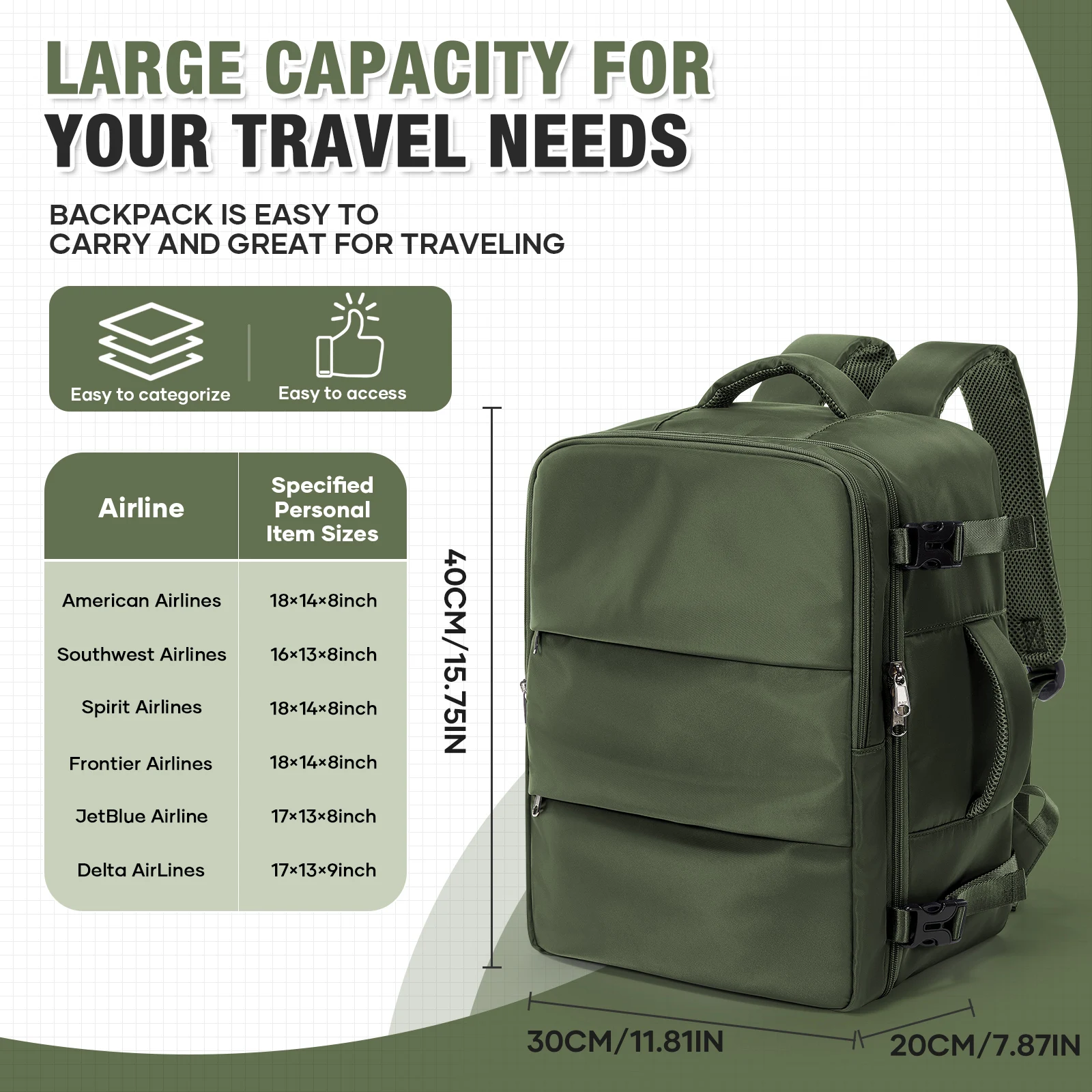 Suitcase Cabin 40x30x20 Hand Luggage Backpack Airplane Backpack Ryanair Cabin Carry-On Backpack, Travel Backpack For Women Men