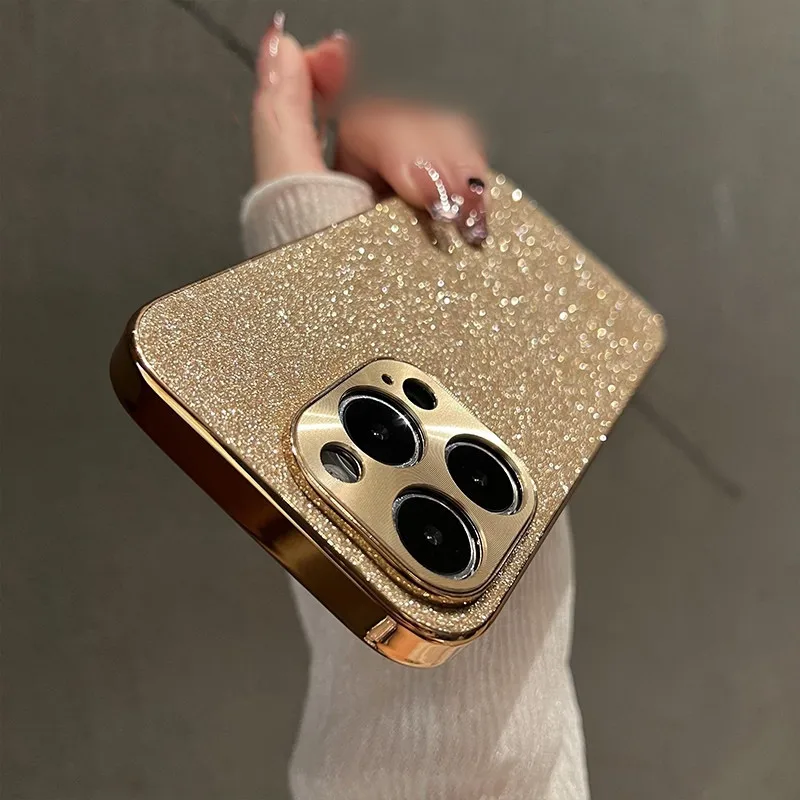 Luxurious Gold Plated Glitter Camera Protection Case with Shockproof Bumper