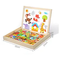 Wooden Multifunction Children Animal Puzzle Writing Magnetic Drawing Board Blackboard Learning Education Toys For Kids 2