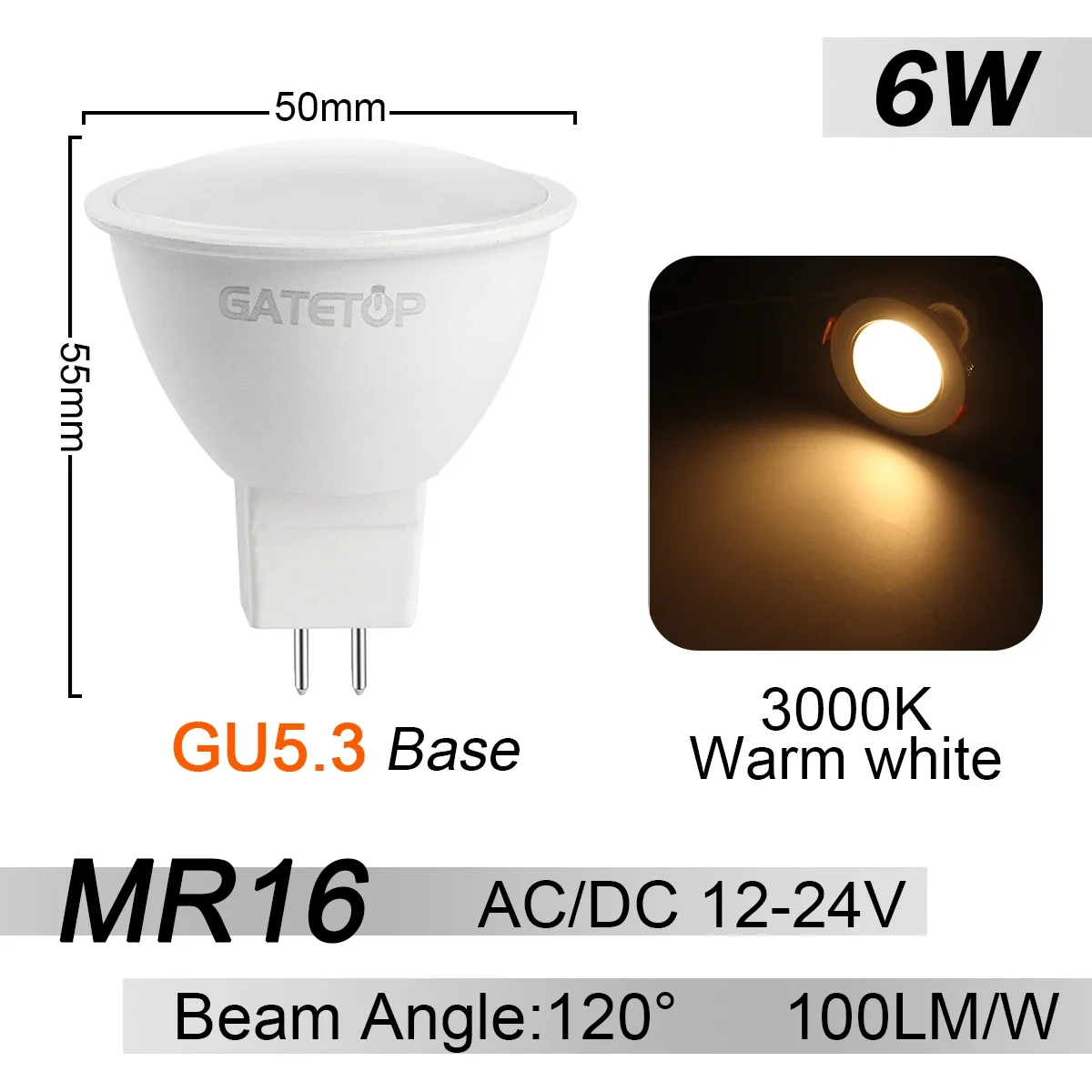 6W 120D 3000K