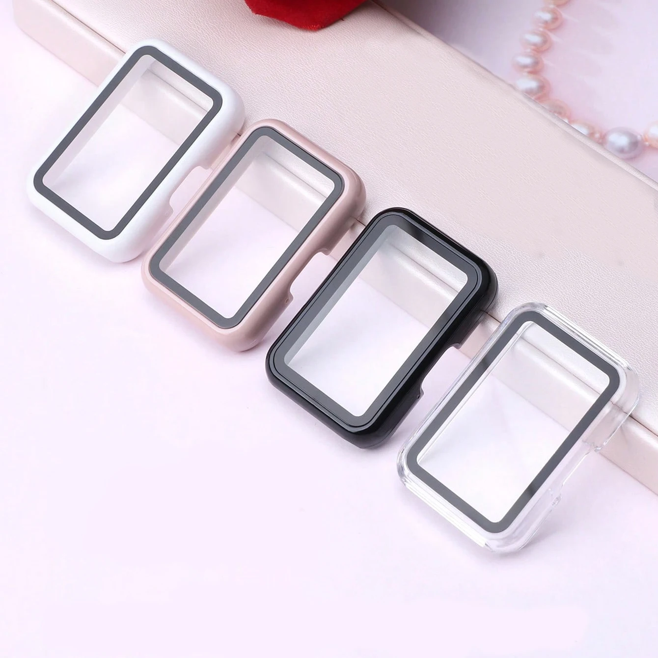 Full-Coverage Tempered Glass Watch Case with Durable Hard PC Frame - Drop-Proof Protection