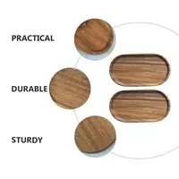 2 Pcs Acacia Solid Wood Tray Decorative Storage Container Food Wooden Pallets Confectionery Plate Dumpling Bread Bowl 1