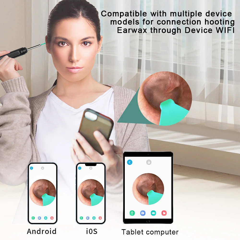 Wireless Ear Cleaner with Camera Earwax Cleaning Ear Wax Removal Tool Picker Endoscope Kit for iphone Android
