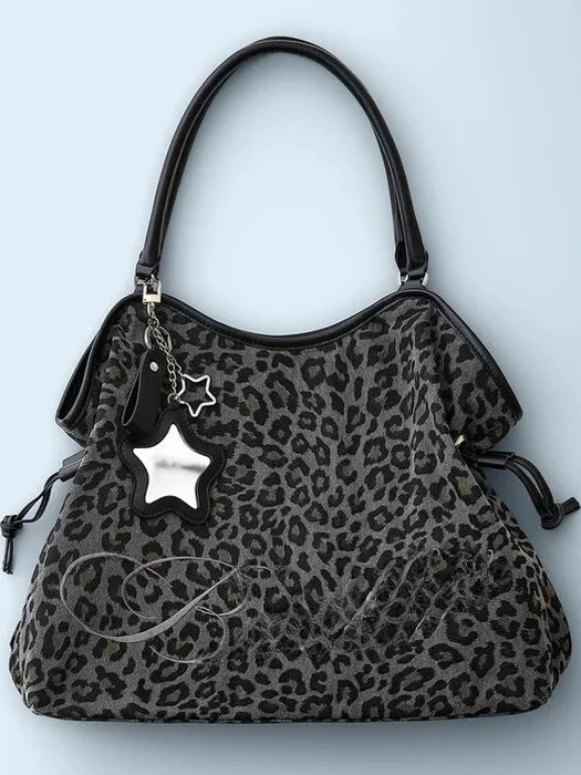 2025 New BadBlue Embroidered Leopard Print Tote Bag Single oulder