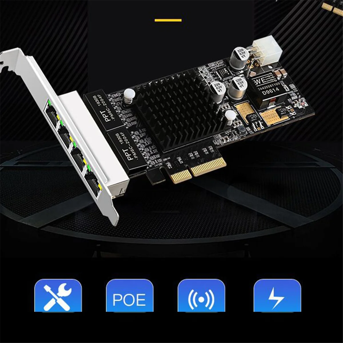 SWXF 4 포트 PCIE POE 네트워크 카드 10/100/1000M 기가비트 산업용 이더넷 변환기 PCI-E 1x 어댑터 Intel350 칩