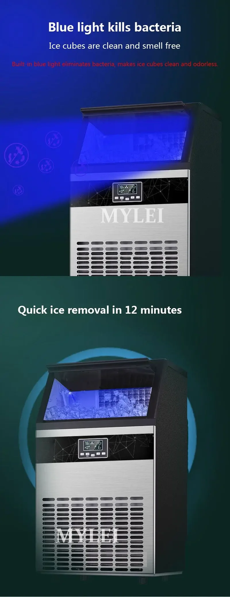 Description Picture 4 of itemCommercial Cube Ice Maker Freestanding Automatic Liquid Freezer Ice Generator Machine Home Appliance