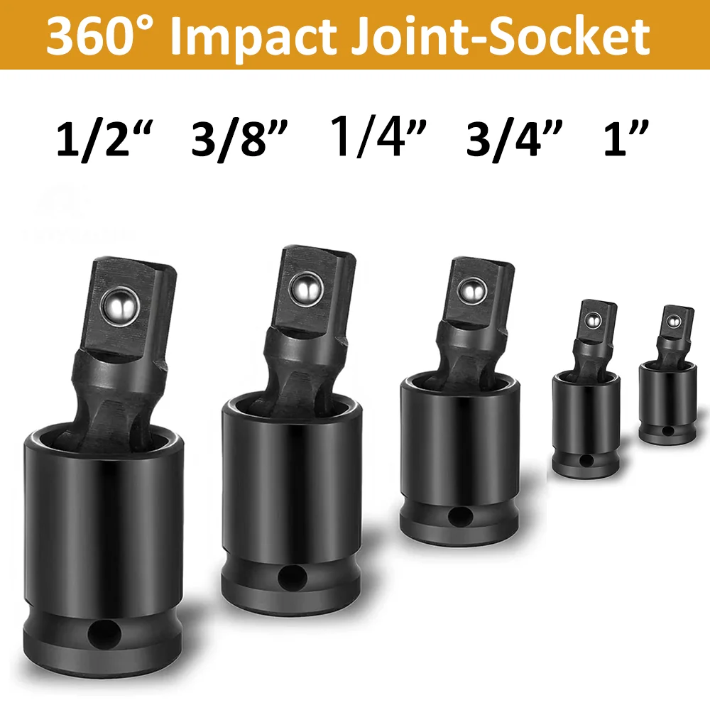 360 °   ชุดข้อต่ออเนกประสงค์แบบหมุนได้ พร้อมอะแดปเตอร์ข้อต่อแบบหมุนสำหรับประแจลม  ขนาด 1/2 3/8 1/4 3/4 1