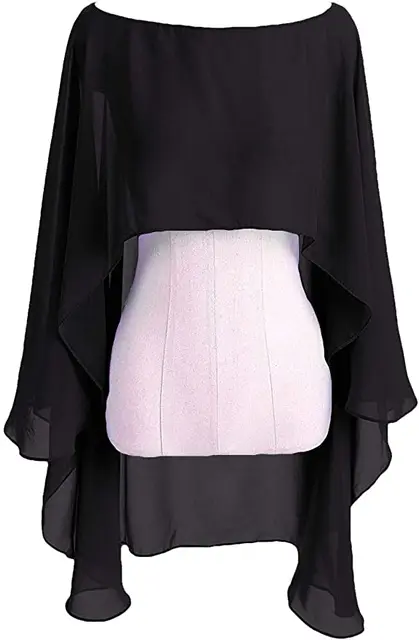 Chiffon Cape Bolero Women Femme Mariage Chalas Mujer Evening Wedding Bridal Jacket Wraps Accessories Peleryna Cloak Boda Shawl Black